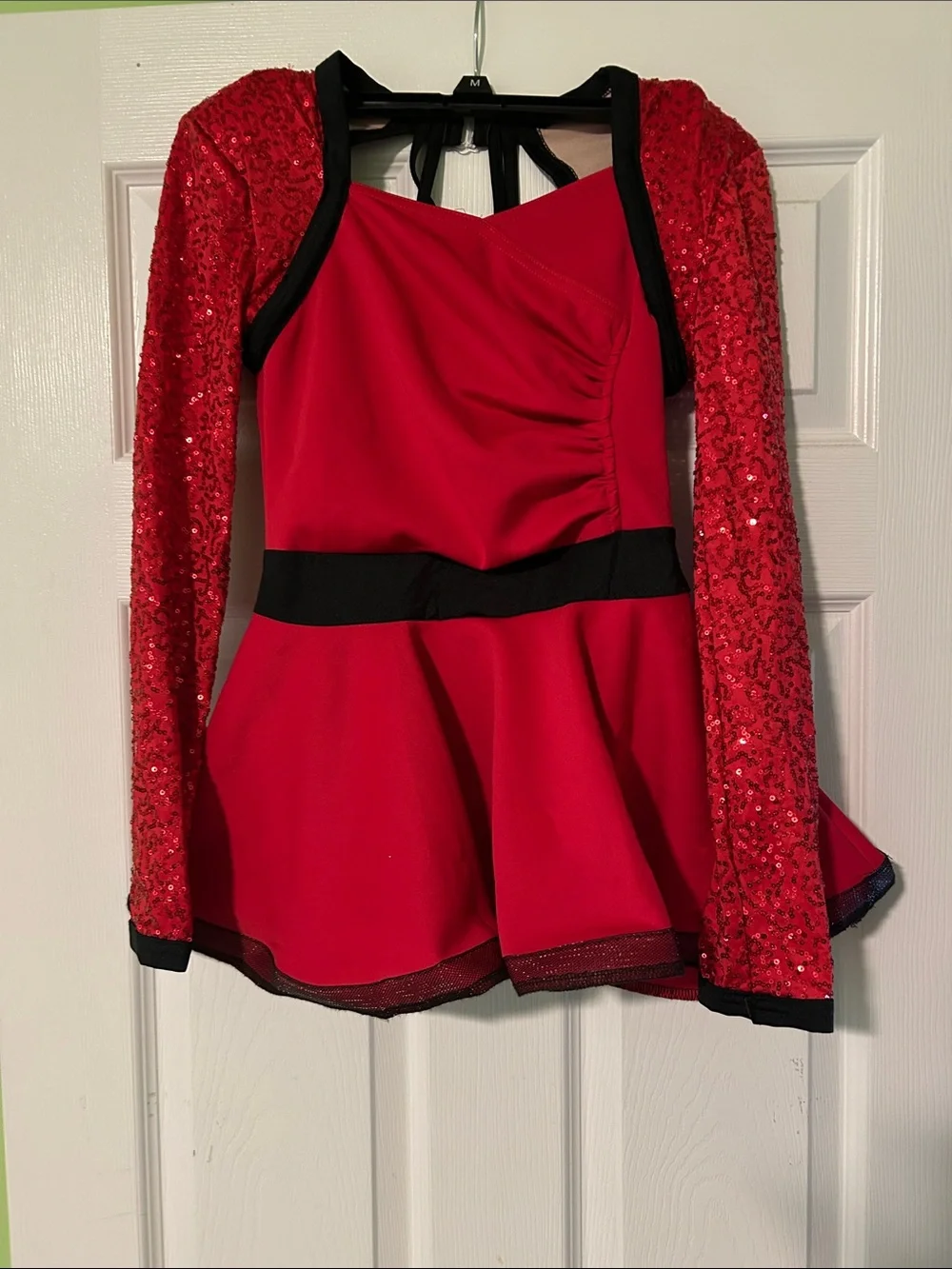 Weismann Red Sequin Long Sleeve Dance Costume